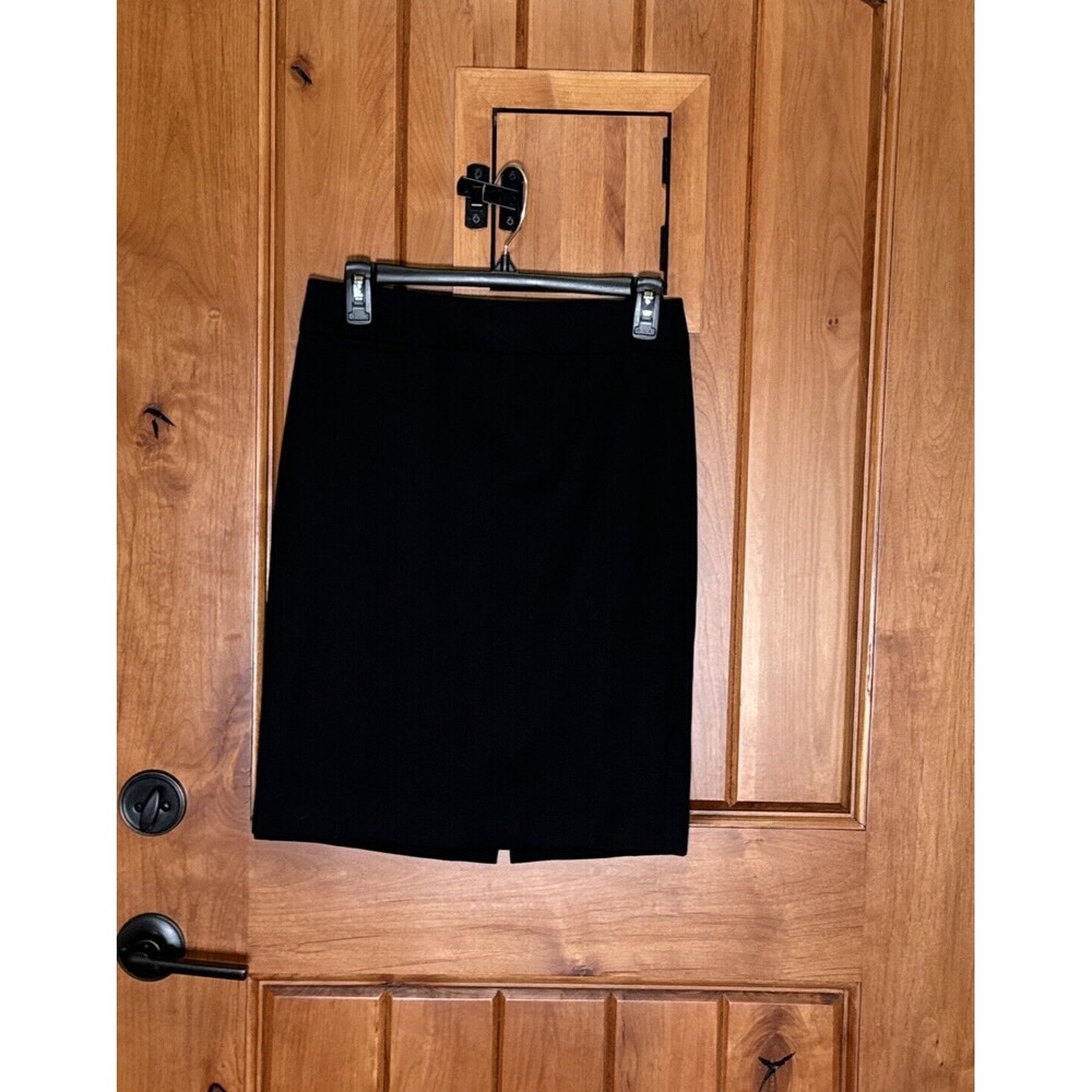 J Crew Career Slip Lined Skirt Back Slit Front Slot Pocket Black NWT Size‎ 0